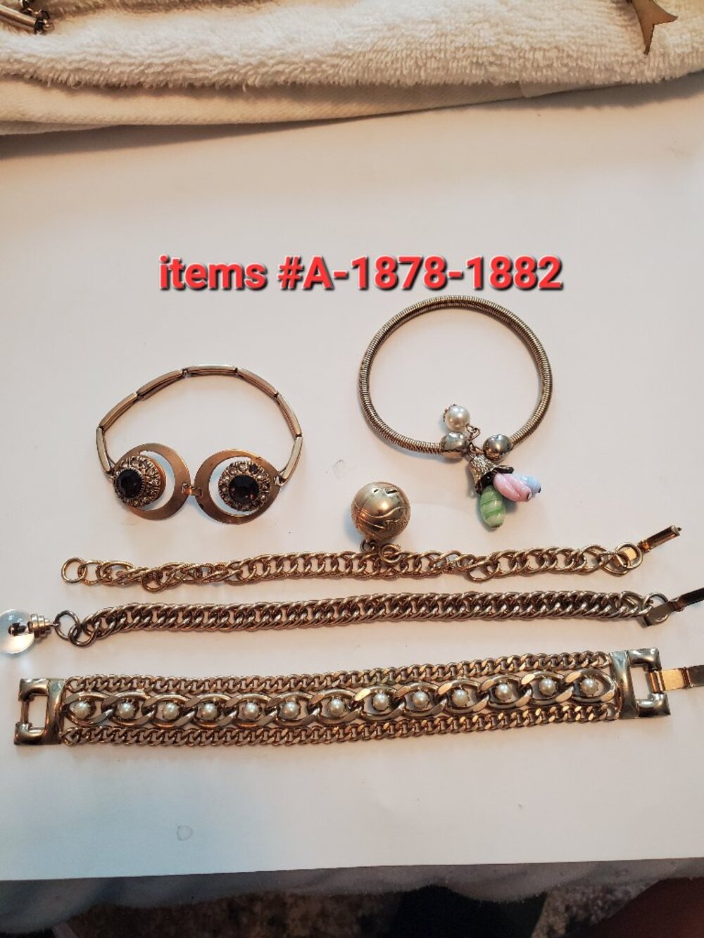 5 Bracelets, items # A- 1878-1882,. wt 94 grams.